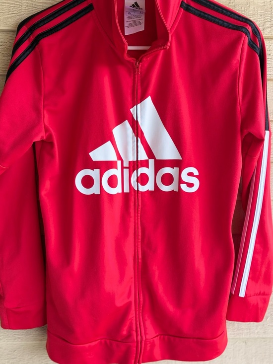 adidas Sweaters - adidas Red Jacket with Large White Logo